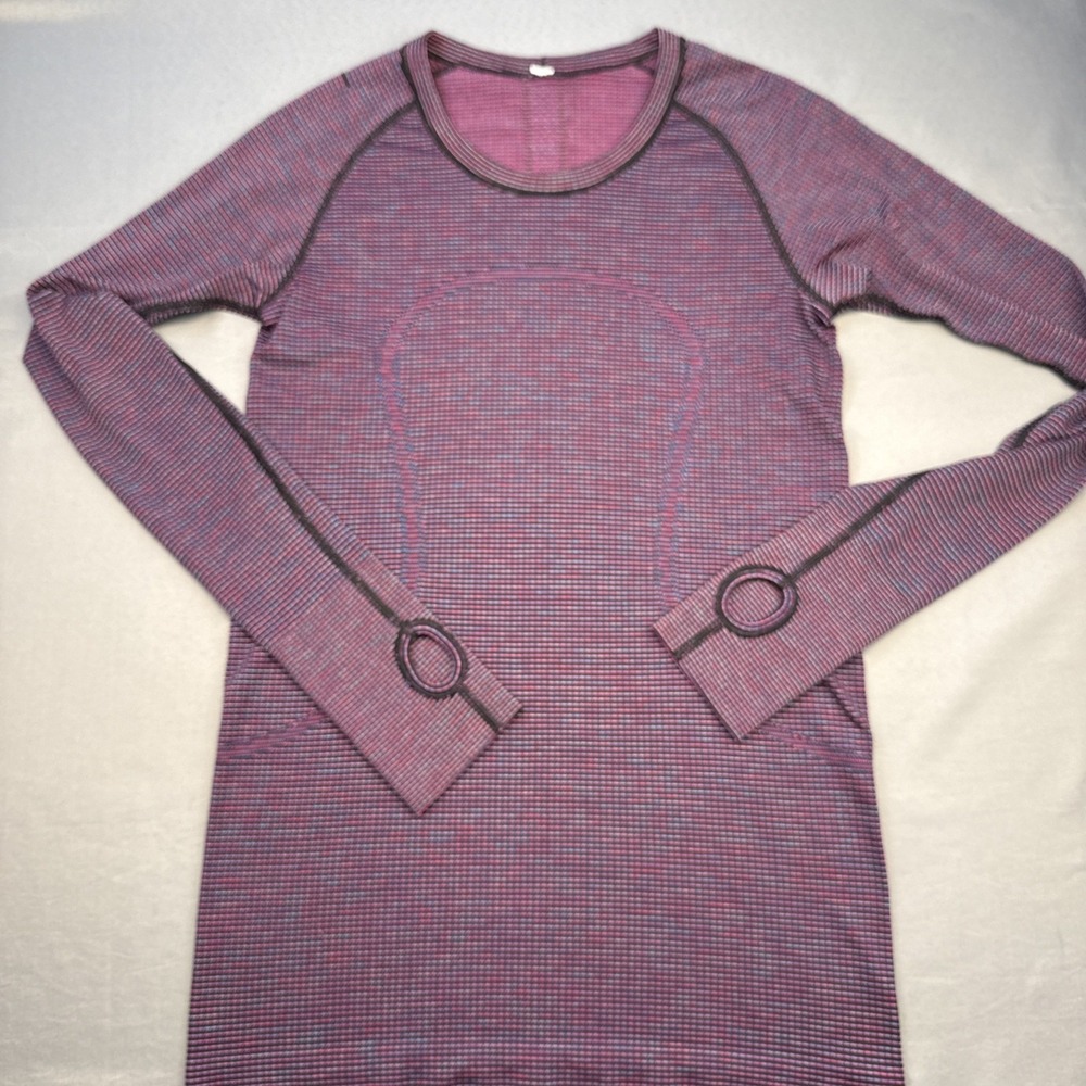 Lululemon Burgundy Scuba Athletic Long Sleeve Workout Shirt Size‎ M Thumbholes